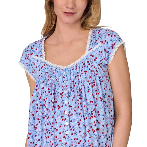 Women's 100% Cotton Sleeveless Nightgown, Jersey Knit, Ruffle Hem, Pintuck Neckline, Button-Front2