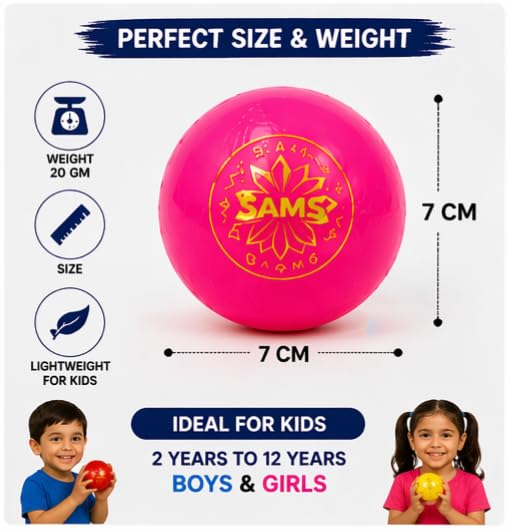 Hard Plastic Cricket Boll Perfect Ball Neon Party Pack, 12 Count Bouncy Balls, Red, Yellow, Green Colors, Pack of 1 for Boy and Girl, Age 2 to 12 Years Kids 1