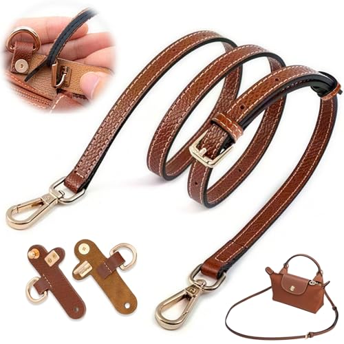 Wosyoodo Strap Compatible for Longchamp Mini Bag Strap Adjustable Leather Bag Strap Replacement Punch-Free Crossbody Strap Compatible with Longchamp Mini Tote Bag & Purse Handles