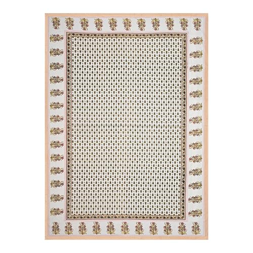 Image of 100% Cotton Single Bedsheet with 1 Pillow Cover | 240 TC Pure Cotton Flat Bed Sheet | Traditional Jaipuri Printed Bedding Set | Soft & Breathable | 60 x 90 Inch (Rangmahal Single 47)