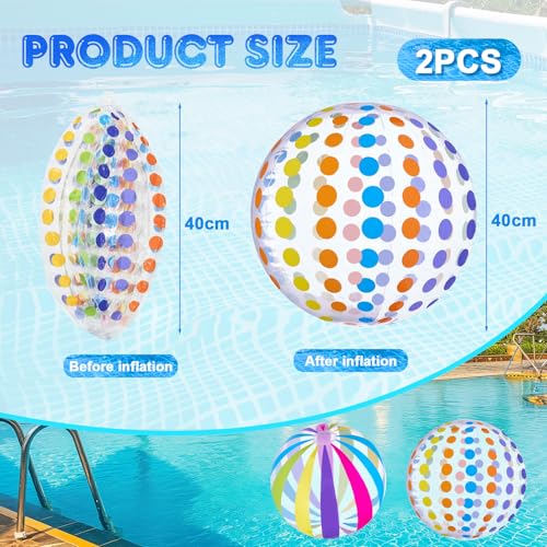 Farnirvana 2 Stück Wasserball Aufblasbar, 40cm Bunt Gestreifter WasserbäLle, Aufblasbarer Ball, Aufblasbare Schwimmbad Spielzeu, für Schwimmbad, Strand,Outdoor-Aktivitäten