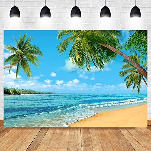 8x6ft Summer Island Scene Photography Backdrop Beach Sea Palm Hawaiian Themed Birthday Party Banner Decorations Photo Background Photo Booths Studio Props Wedding Supplies