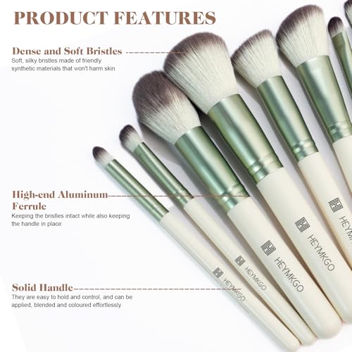 HEYMKGO Makeup Brushes 12PCS Professional Makeup Brush Set Premium Synthetic Foundation Powder Blush Blending Lip Eyeshadow Eyebrow Make Up Brush Kit with Travel Bag HEYMKGO Makeup Brushes 12PCS Professional Makeup Brush Set Premium Synthetic Foundation Powder Blush Blending Lip Eyeshadow Eyebrow Make Up Brush Kit with Travel Bag