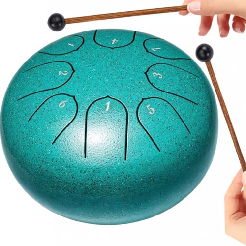 Tambor de lengua de acero de 6 pulgadas, tambor de lengua de acero, 6 pulgadas, 8 notas musicales para sanación con sonido, meditación, yoga (verde)