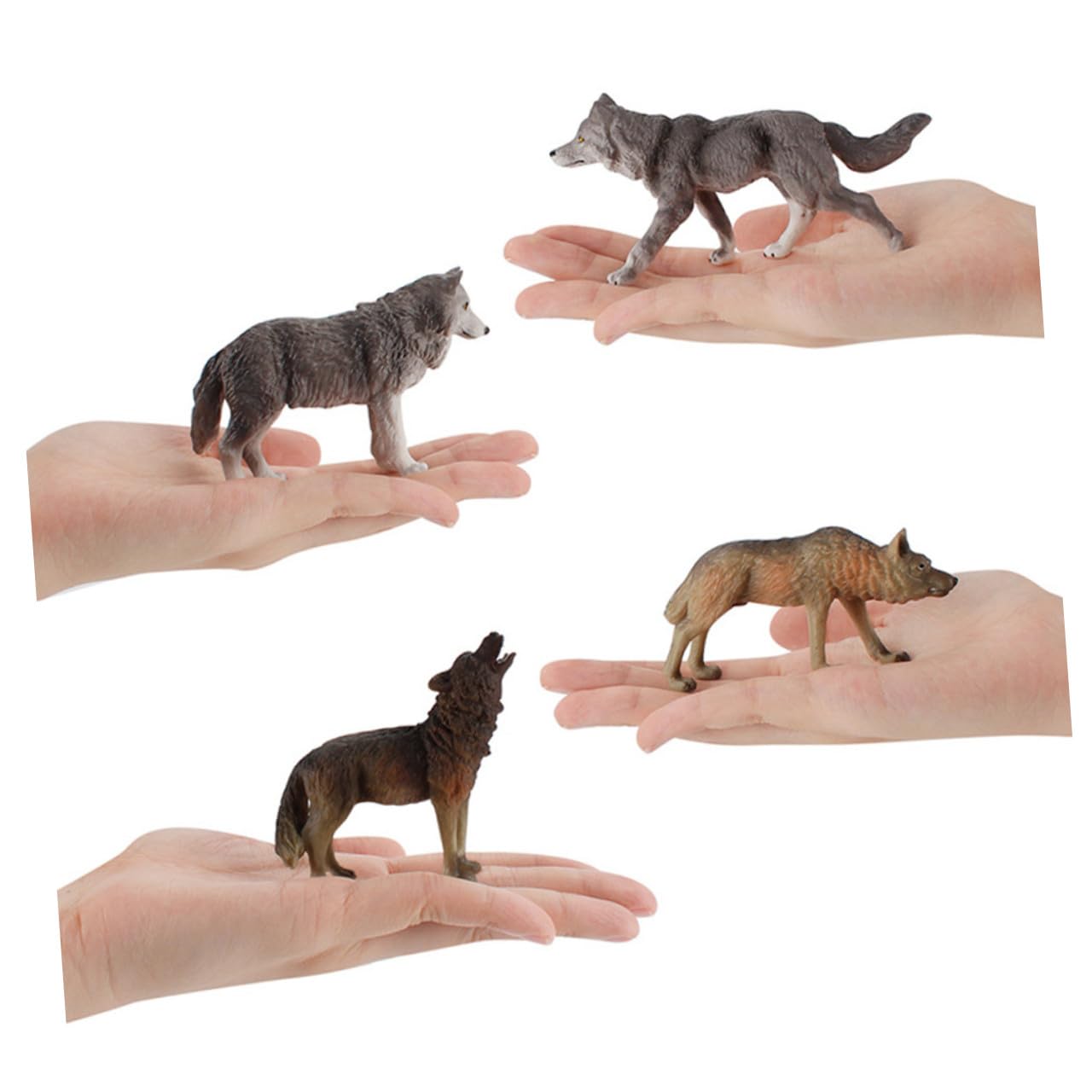 Abaodam Set di 7 Giocattoli Educativi di Animali Selvatici a Forma di Lupo in Pvc Resistente Finitura Delicata, per Decorazioni Domestiche e Giochi per Bambini