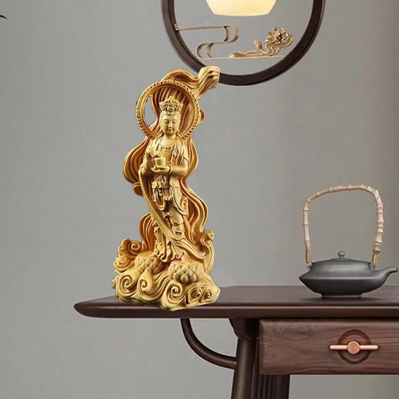 TEESONG Półka na książki dekoracja drewniana statuetka chińskiego Buddy oryginalny kolor drewna solidna rzeźba dom salon Feng Shui ozdoby dekoracja domu