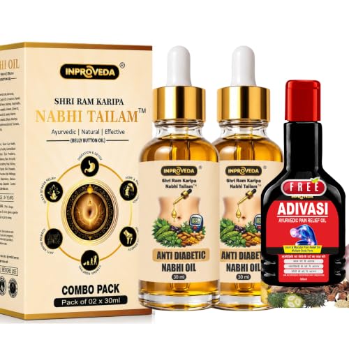 Anti Diabetic Nabhi Oil for Blood Sugar Management | For Sugar Support, Control sugar Cravings | Ayurvedic Navel Therapy for Multi Benefit Oil for Daily Wellness & Nabhi therapy for Overnight Treatment | नाभि तेल | Pack of 2 x 30ml=60ml