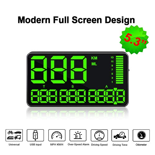 VJOYCAR C90 Digital GPS Speedometers Hud Heads Up Display, 5.3inch Large Screen,
