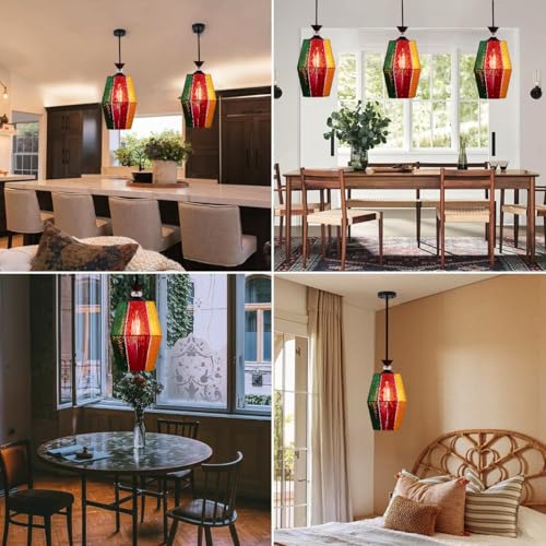 Image of Groeien Silk Weave Crystal Metal Multicolor Hanging Pendant Ceiling Lamp Fixture | Chandelier for Home, Indoor, Outdoor,Living Room, Bedroom(Bulb Included)(SilkWeave, 1)