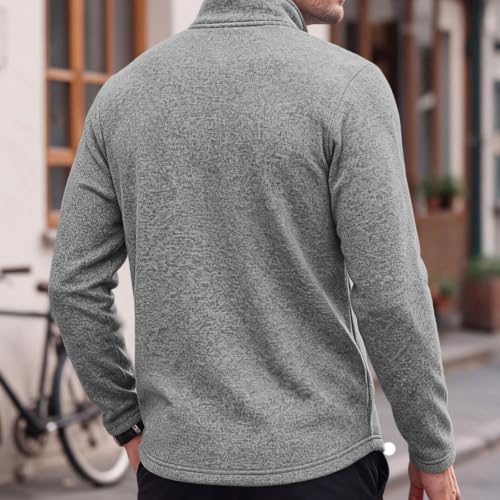 Elneeya 1/4 Zip Pullover Mens Fleece Lined Textured Retro Fall Sweatshirt - image 3