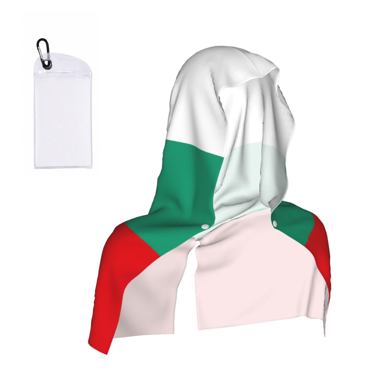 DUWAA Bulgarian Flag Print Cooling Hooded Sports Towel, 30×60cm Quick Drying Summer Cool Head Wrap For Neck And Face