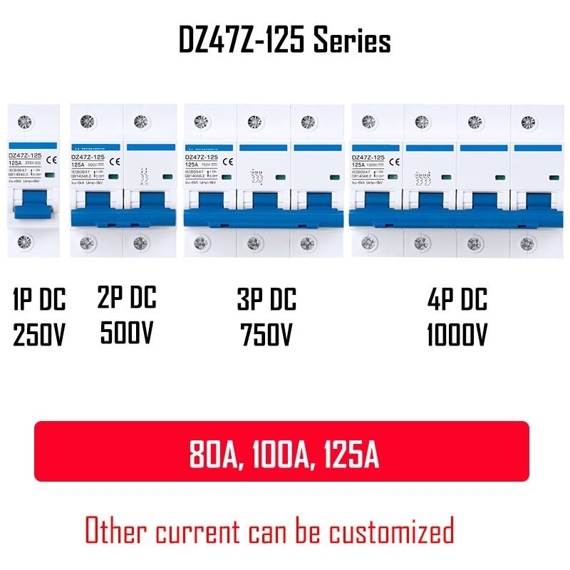 DZ47 wyłącznik automatyczny DC 120 V, 200 V, 250 V, 500 V, ochrona ładowania słonecznego, automatyczny wyłącznik zwarciowy, 6 A, 10 A, 16 A, 25 A, szybki przełącznik, 1 szt. (3P DC750V, 40A)