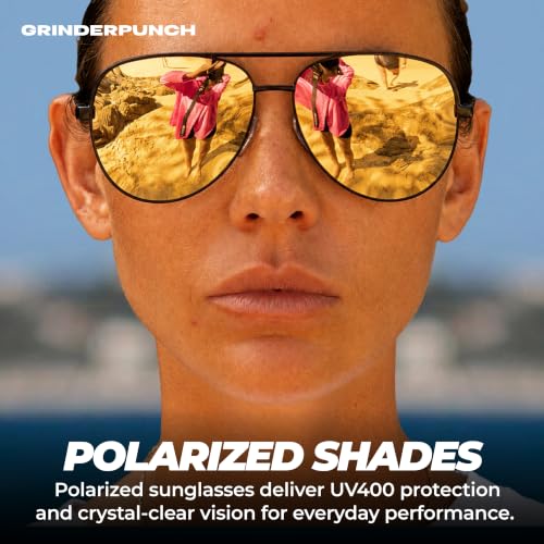 Image of grinderPUNCH XL XXL Aviator Sunglasses Men Big Head Oversized Polarized | 148mm and 153mm XL XXL Sizes, Fits Big Heads and Large Faces, Polarized UV400 Aviator for Men, Driving