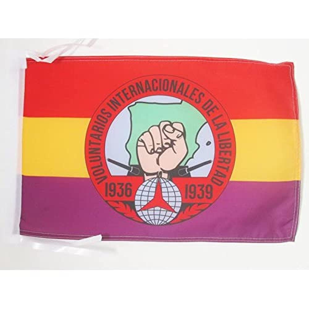 AZ FLAG - Volunteers Spanish Republic Flag - 18'' x 12'' - 100% Polyester Spain Republican - Popular Front Small Banner with Two Cords - Fade Resistant - Vivid Colors - 18x12 in - 45x30 Cm โ image 1