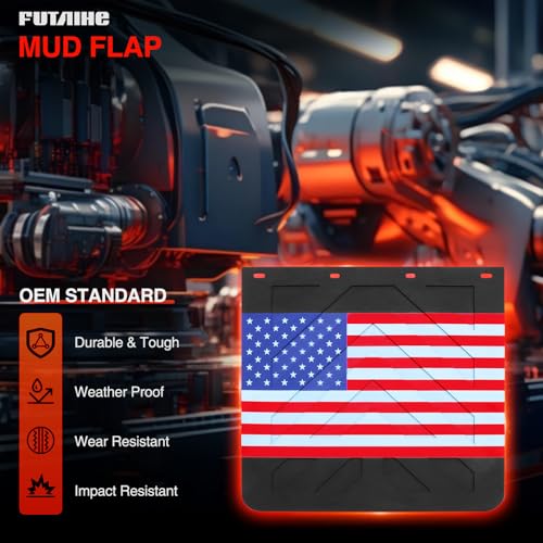 Image of Mud Flaps for Semi Trucks American Flag Polymer Tractor Trailer Heavy Duty Rubber Mudflaps Oversized Splash Guard, 24 x 30Inch, 2PCS