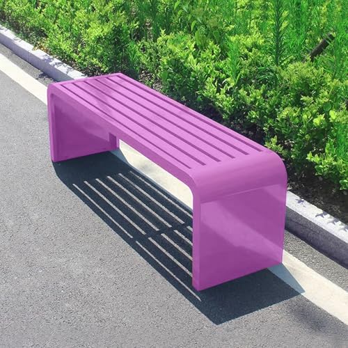 Gartenbank für den Außenbereich, Terrassenbank mit Metallrahmen, Gartenbank Ohne Lehne, Dekoration für Außenmöbel, Wasserdicht und Korrosionsbeständig für Veranda, Rasen, Garten, Park, Hof(Pink,100cm/
