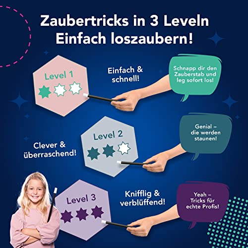 Kosmos 601799 Magic Die Zauberschule - Silber Edition, schnell Zaubern Lernen, 35 Zauber Tricks, viele Zauber Utensilien, Zauberkasten für Kinder ab 8 Jahre und Einsteiger, Magie in 3 Level