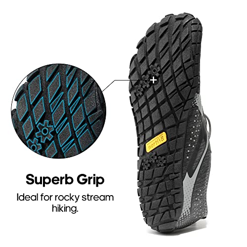 Nortiv 8 Mens Quick Dry Barefoot Aqua Shoes - Outdoor Water Shoes For Swim, Beach Sports, Fishing, Hiking, Diving, Surf, Dark/Grey - 11 (Trekman-1) #TOP4