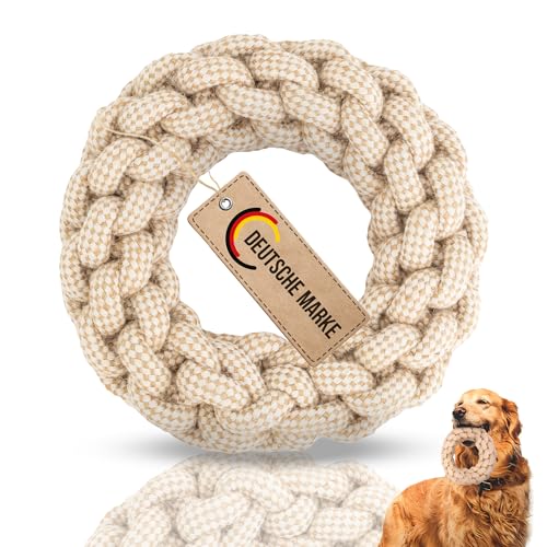 Petaureus Seil Spielzeug Ring Natur Baumwolle und Hanf Set Hundespielzeug für Große Hunde und Welpen