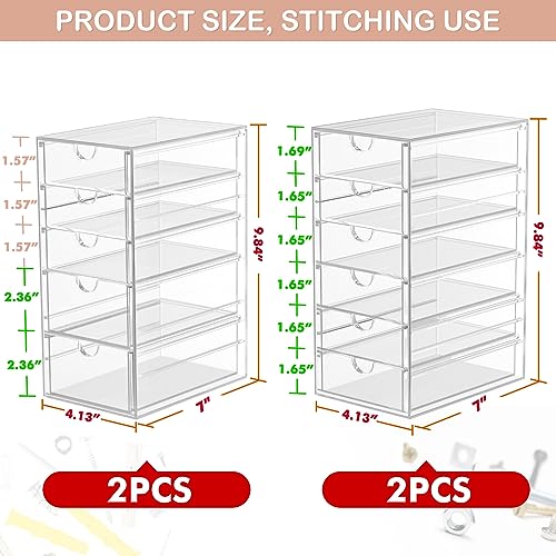 Image of caktraie Desk Organizers And Accessories With 22 Drawers, 4 Pack Office Desktop Drawers, Plastic Makeup Organizer Containers Bins With Drawers Desk Organization, Bathroom Organizers Storage Case Box