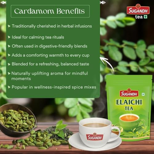 Image of Sugandh Elaichi Tea 1kg Pack of 1 | Premium Assam Tea Blended with 100% Natural Ground Cardamom | Rich Bold, Aromatic & Flavorful Blend | No Added Artificial Flavours