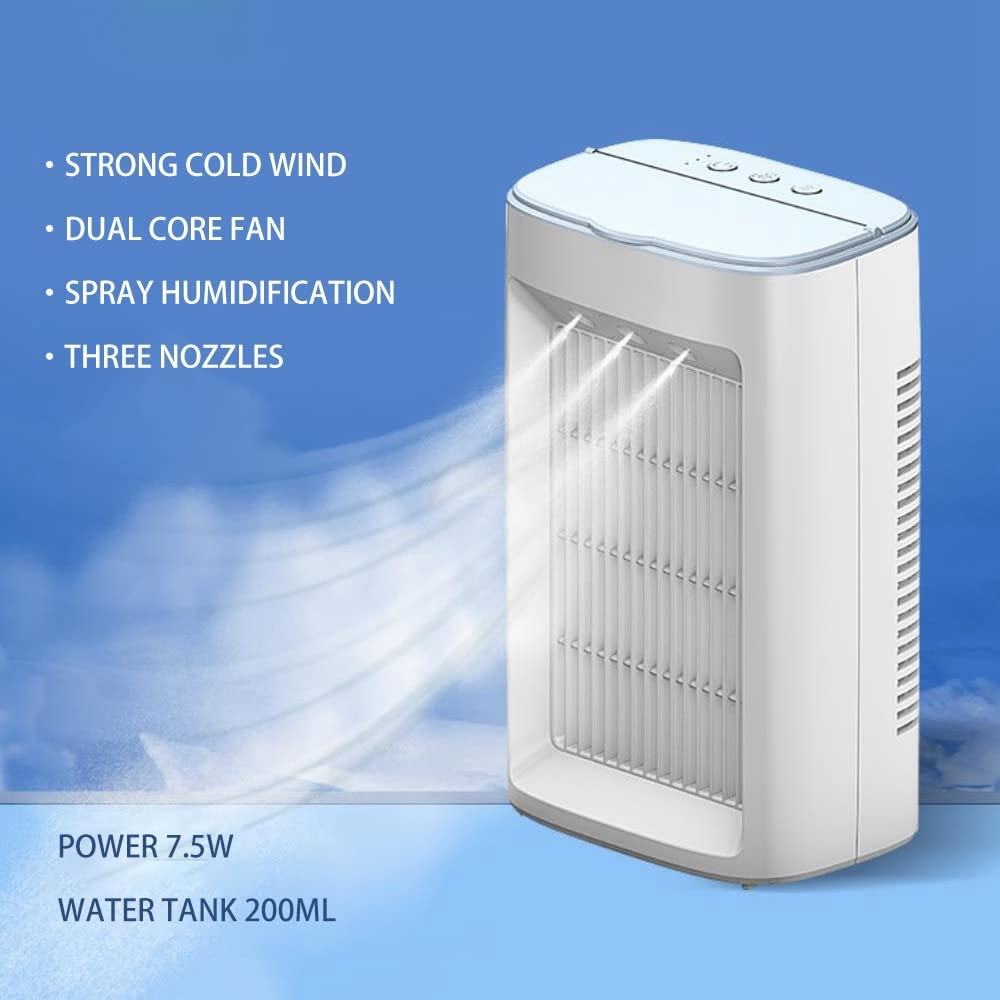 Przenośny wentylator klimatyzacyjny, wentylator chłodzący USB 3 w 1, nawilżacz i oczyszczacz biurka do sypialni, salonu i biura, wentylator d