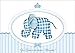 Zur Geburt die besten Wünsche! Klappgrußkarte Glückwunschkarte Babykarte für einen Jungen mit blauen Streifen und einem niedlichen Kuscheltier Stoff Elefant als Illustration mit Umschlag (1)