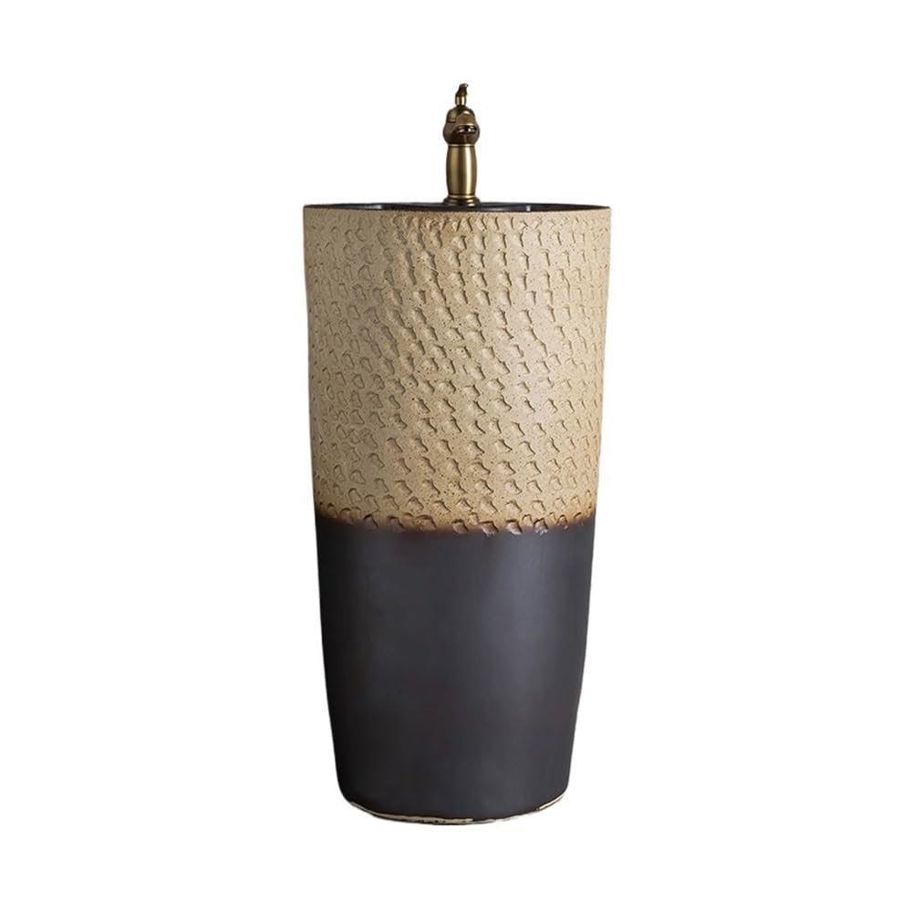 Zhaoj24-05 One Color Pedestal Sink Ceramic Pedestal Sink With Faucet And Drain Kit One Piece Washbasin For Bathroom, Balcony, Garden