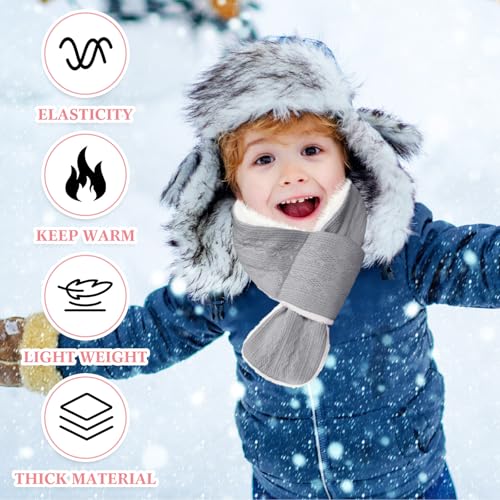 4 Pcs Kids Fleece Scarf Toddler Winter Warm Knitted Scarves for Girls Boys Adjustable 3-6 Unisex Cold Weather Gift3