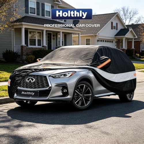 Image of 10 Layers SUV Car Cover Custom Fit for Infiniti QX50 QX55 (2021-2026), Waterproof All Weather for Automobiles, Outdoor Full Cover Sun Dust Rain Protection with Cotton. Black