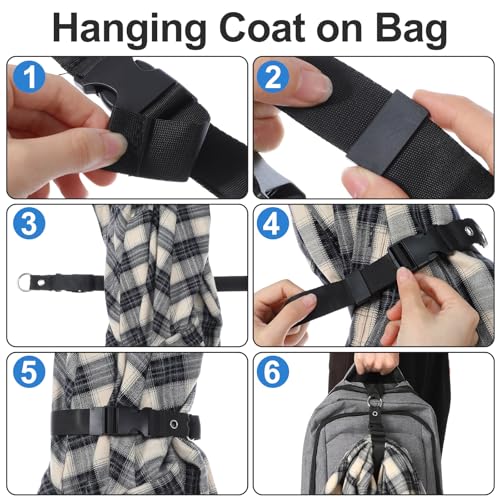 Ouligay 2 Stück Add A Bag Gepäckgurte, Luggage Strap for Jacket Bags, Jackenhalter Rucksack Verstellbare Gepäckgurte für Taschen, Machen Sie Ihre Hände Frei Add A Bag Strap Reisezubehör, Schwarz