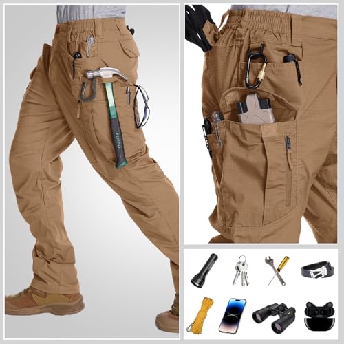 Jessie Kidden Men's Flex Stretch Tactical Pants, Water Resistant Ripstop Cargo Pants Lightweight BDU Outdoor Work Hiking4
