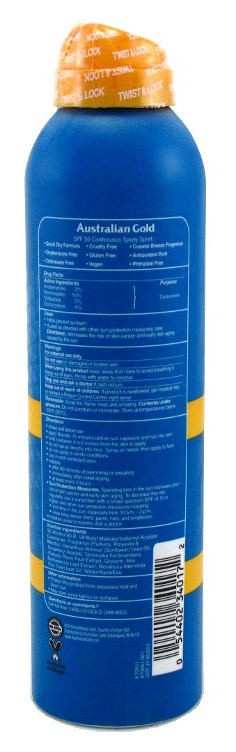 Australian Gold Continuous SPF#50 Spray Extreme Sport 6 Ounce (Pack of 6)