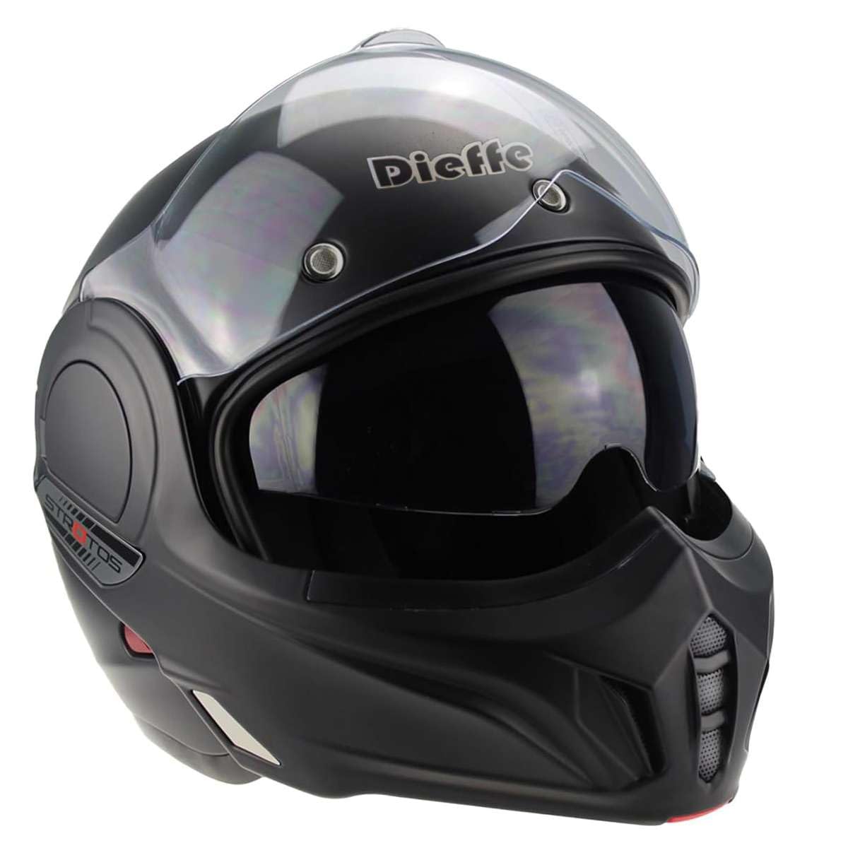 CASCO MODULARE MENTONIERA REVERSIBILE NERO OPACO OMOLOGATO P/J ECE.2206 INTEGRALE