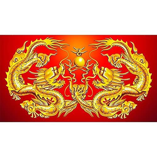 Peinture Diamant Dragon d'or 50x120cm : Kit Complet Anti-Stress pour Adulte