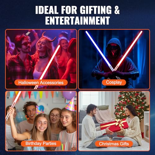 Image of VEVOR Light Sword, Light up Sword with 12 RGB Colors, FX Sound and Realistic Handle, Rechargeable Light Up Toy for Adults and Kids, Christmas Day, Halloween Cosplay, Birthday, Gold