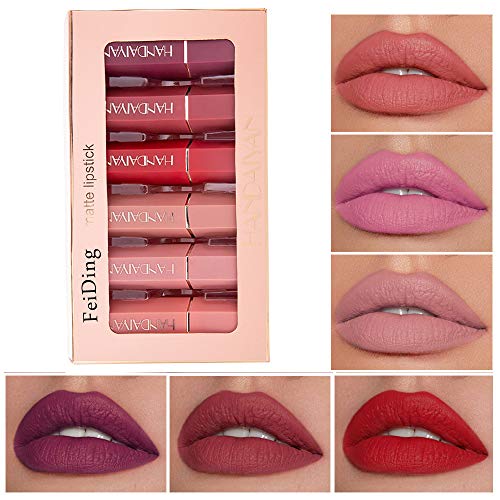 Matte Lipstick Set, 6 Colors Matte Lip Gloss Waterproof Long Lasting Beauty Lips Makeup Kit with Gift box