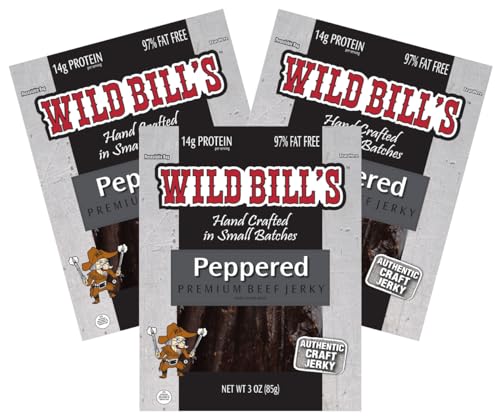 Wild Bills Black Peppered Beef Jerky 3 Ounce Pack (3 count)