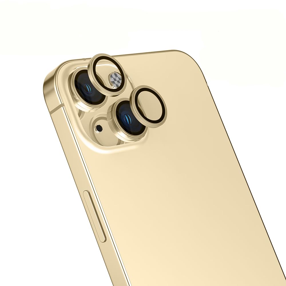Zore Apple ile uyumlu iPhone 14 Mikro Kamera Lens Koruyucu Gold