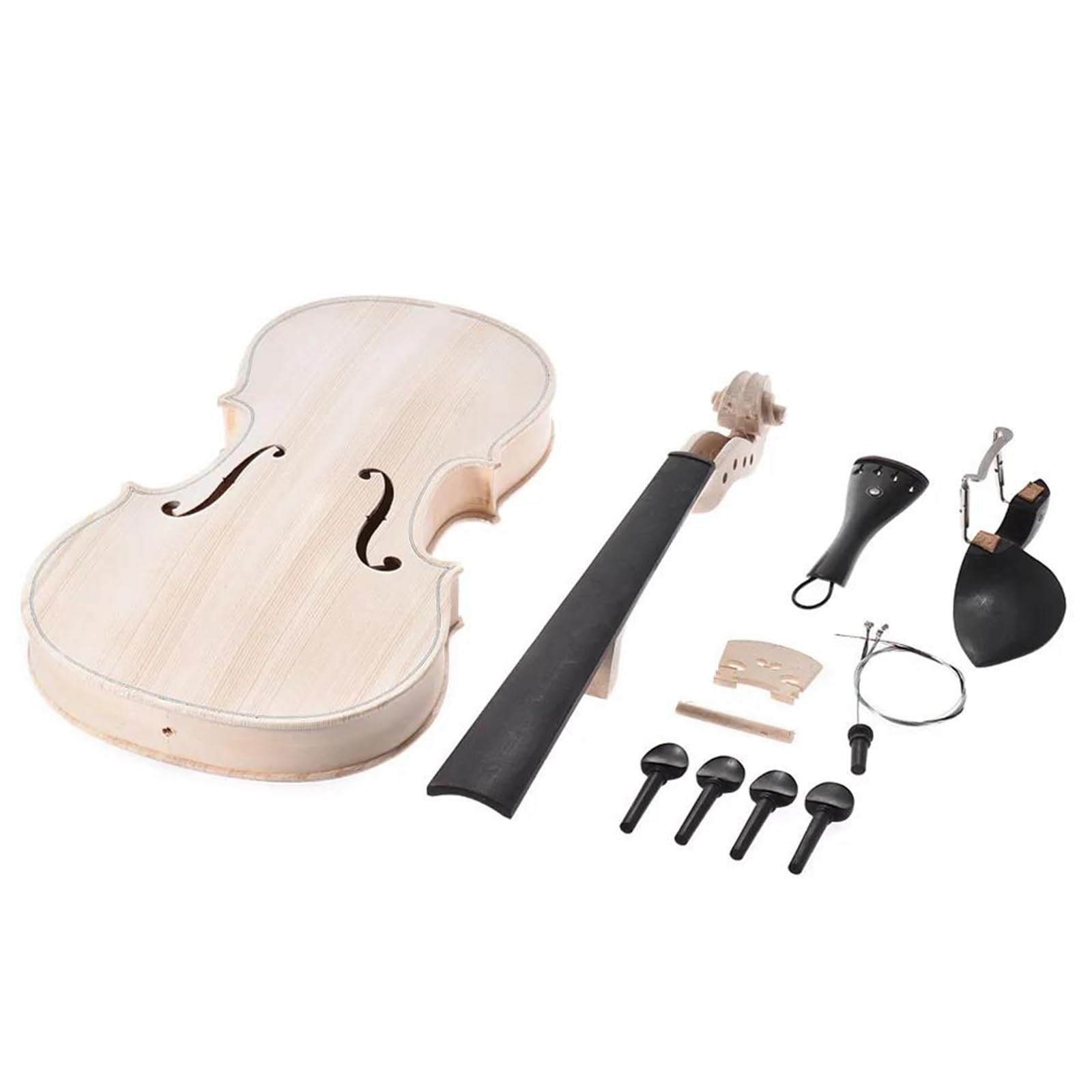 Kit Di Violino A Grandezza Naturale 4/4 Fai Da Te Fatto A Mano Violino Acustico In Legno Massello Naturale Con Pannello In Abete Rosso E Fondo In Acero(Ebony)