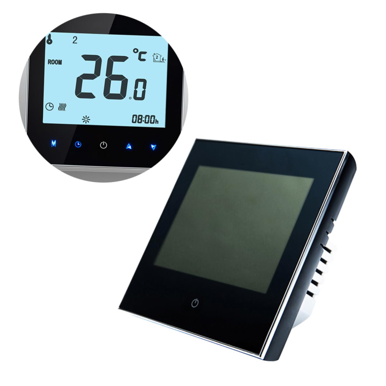 LIFKOME 1 pezzo Termostato Digitale Programmabile per Caldaia Gas Precisione Riscaldamento con Pulsanti Touch Programmazione Settimanale Nero e