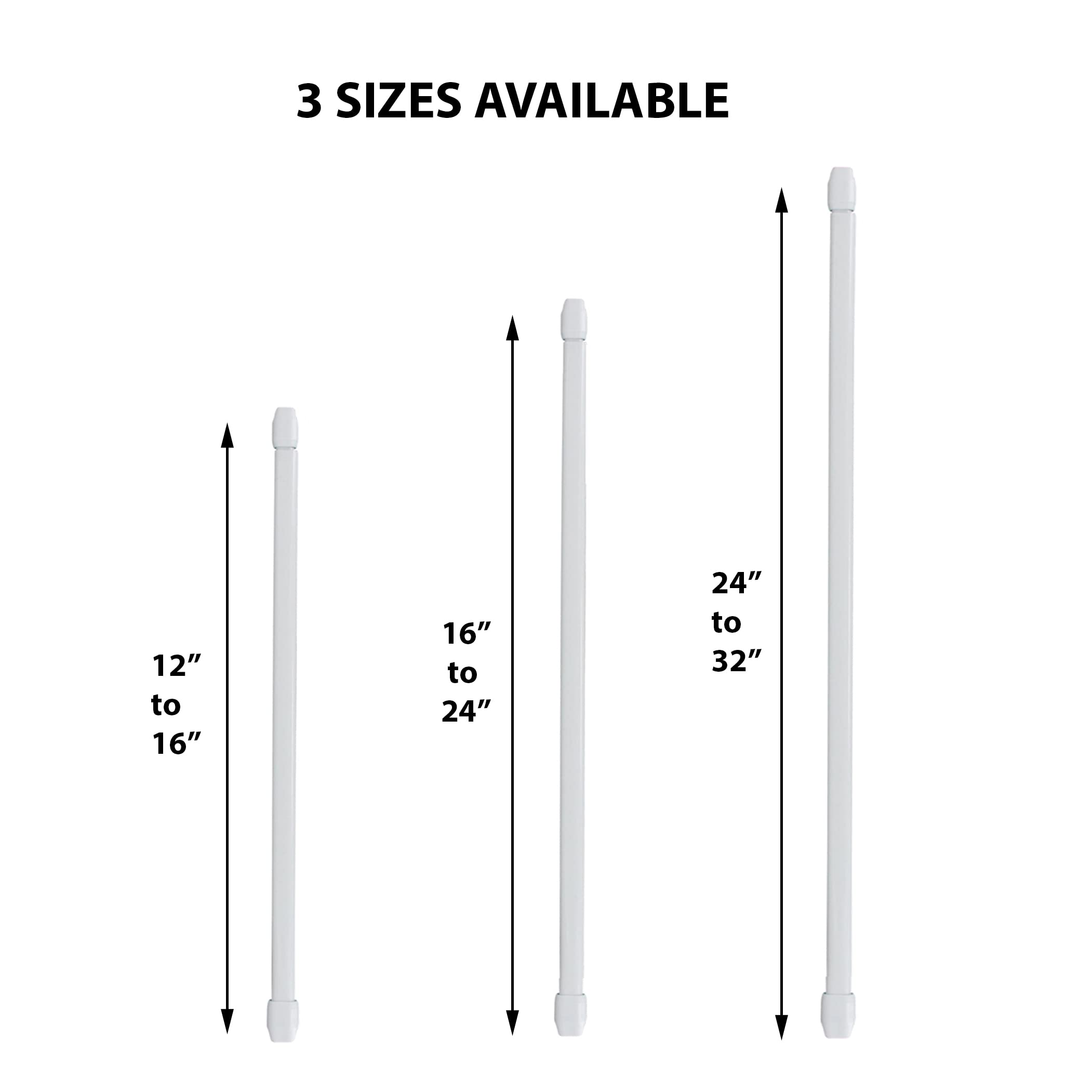 Adjustable Café Curtain Rod 1/2" Diameter - Extends 19.8" To 30.1" | Evideco Brand 14 thumbnail image