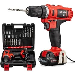 Pilas Recargables Para Taladro Bosch Teeno - Taladro atornillador a batería de 21 V - 2 velocidades - 1 Batería de litio de 1,5 Ah - Carga rápida en 1 hora - 20 accesorios incluidos (Taladro de 1 batería)