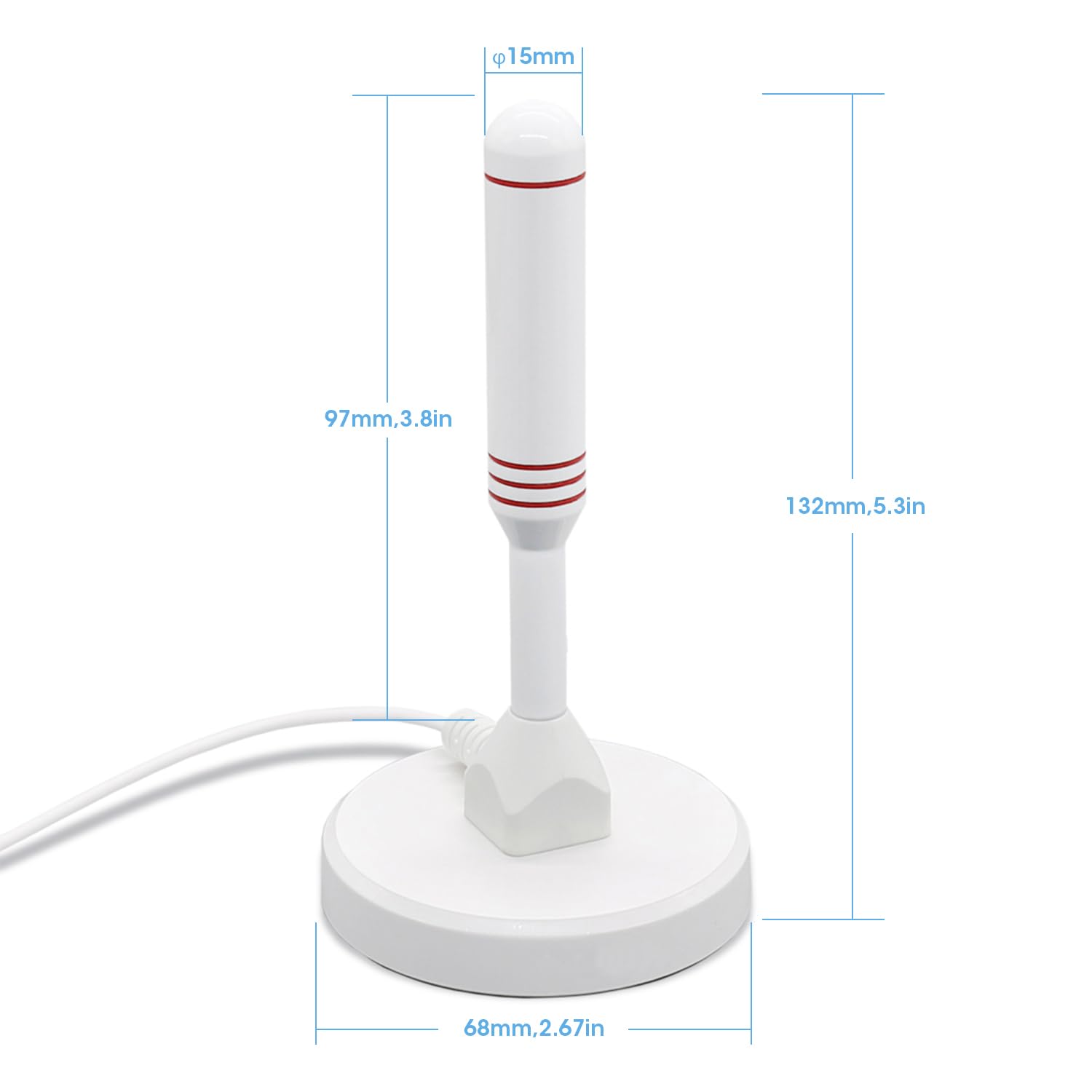 LEADSIGN Antenna TV amplificata interno/esterno per Smart TV Freeview, ricezione a lungo raggio di oltre 120 miglia, forte base magnetica, amplificatore di segnale antenna TV digitale, supporto 4K