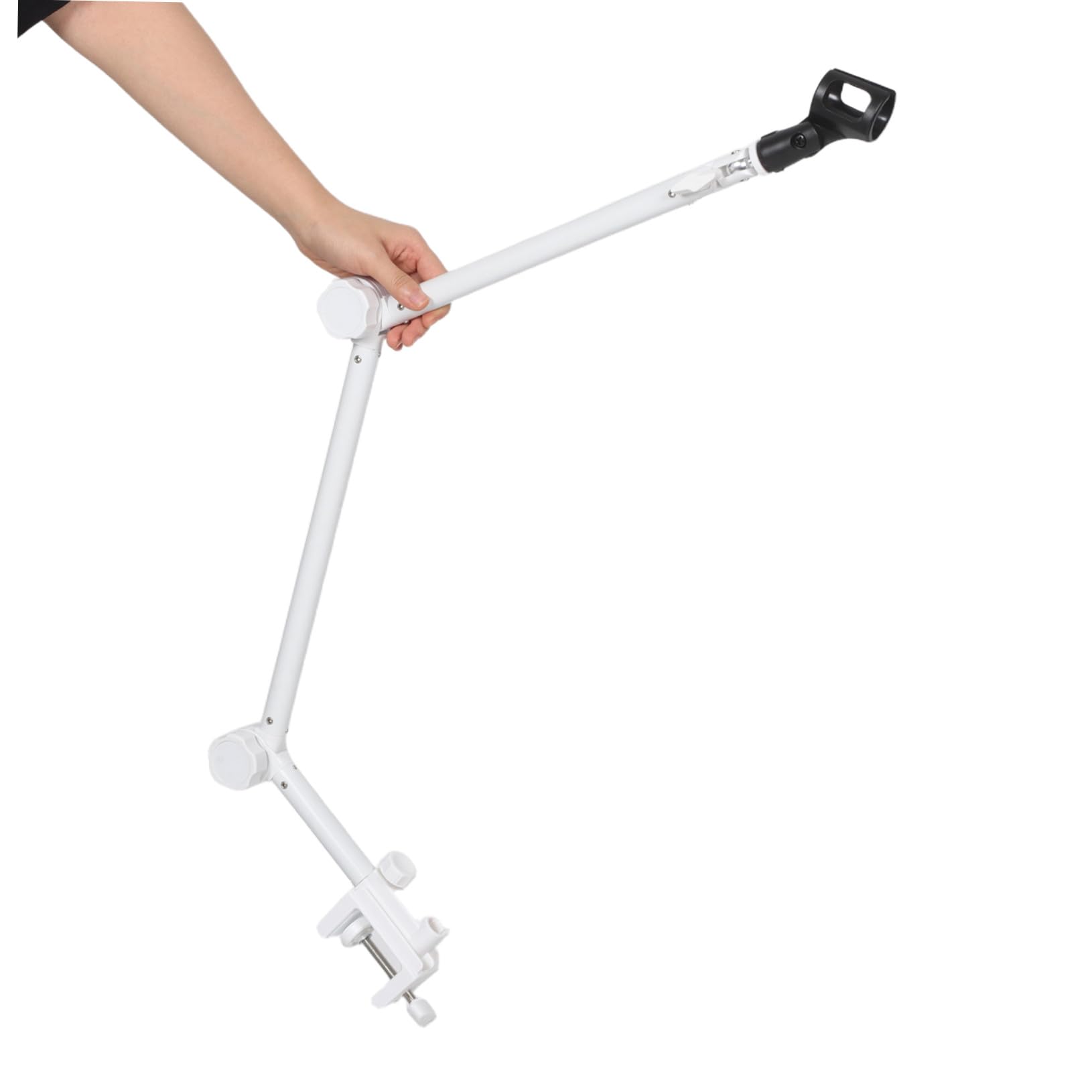 Toddmomy brazo articulado para micrófono soporte de micrófono de podcast de mesa studio microphone holder White