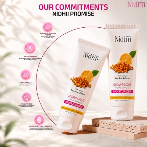 Image of Vitamin C Moisturizer | Vitamin E & Seabuckthorn | Lightweight, Oil-Free Face Moisturizer | Brightening & Deep Hydration | With Niacinamide & Shea Butter | For All Skin Types Men & Women | 100 ml Pack pf 2