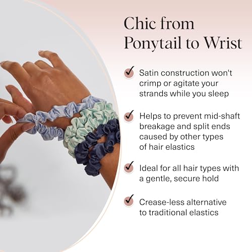 Image of Kitsch Ruched Satin Scrunchies for Women - No Crease, Frizz-Free Sleep | Softer Than Silk Scrunchies Gentle On Hair Scrunchies for All Hair Types | Stylish Hair Accessories - Garden Bouquet, 5pcs