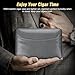 TISFA Cigar Humidor Case Leather Cedar Wood Lined Cigar Box with Cigar Lighter, V Cutter, Holder Stand 3 in 1, Hygrometer Humidifier 2 in 1, Travel Humidor Cigar Case Hold 6 Cigars (Textured Gray)