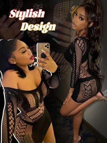Buitifo Sexy Lingerie for Women Fishnet Mini Dress One Piece Babydoll Nightwear2