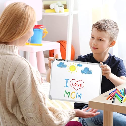 Image of Eduway Non Magnetic 2 in 1 Learn N Write 1x2 Feet Slate for Kids | Double Sided Front for Chalk & Reverse Dry Erase Marker Board with PVC Corners | Learning for Kids (29x59 Cms),(Green, White)